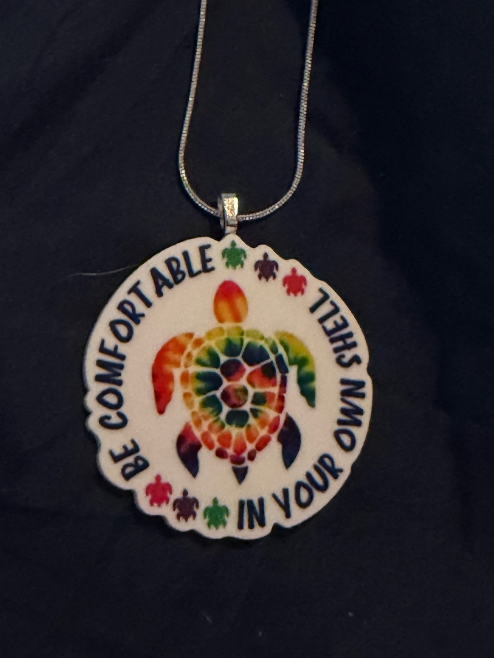 Be Comfortable In Your Own Shell Rainbow Turtle Pendant Necklace